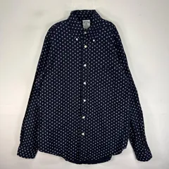古着 ブルックスブラザーズ Brooks Brothers 長袖シャツ ボタンダウン 胸ポケット M  ネイビー系 総柄 メンズのサムネイル