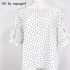 AG by aquagirl ドット柄 ボリュームスリーブブラウス M 白黒　【000085】のサムネイル