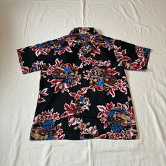 Komodo】希少90sドラゴン柄レーヨン生地ハンドメイド・アロハシャツ 