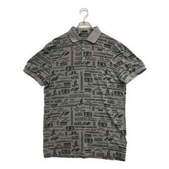 中古 メンズ ジェイリンドバーグ J.LINDEBERG 半袖ポロシャツ M グレー系 訳あり ロゴ総柄