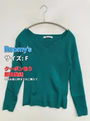 Roomy's ニット/セーター F グリーン 無地 ミドル丈 長袖 Vネック スクエアネック レディースのサムネイル