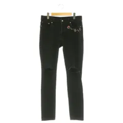 エーケーエム AKM HTC STUDS DENIM デニムパンツ ジーンズ スタッズ ビジュー テーパード ダメージ加工 M ブラック /MY ■OS ■SHのサムネイル