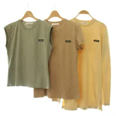 ミュウミュウ miumiu ジャージーTシャツ 3枚セット ロンT 長袖 半袖 ノースリーブ クルーネック ロゴ ワンポイント XS カーキ 茶 ブラウン ベージュ MJE15 S000 137E /BB ■SHのサムネイル