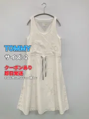 TOMMY トミー ワンピース 2 ホワイト 刺繍 袖なし ひざ丈 フレア レディースのサムネイル