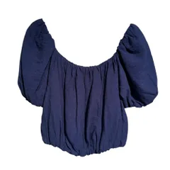 MAISON GUILLEMETTE (メゾンギュメット) CROP BLOUSE クロップ ブラウス 25051910000310 ネイビー FREEのサムネイル