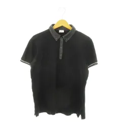 アルマーニ コレツィオーニ ARMANI COLLEZIONI ポロシャツ 半袖 切替 ストレッチ ワンポイント ロゴ  M 黒 ブラック /MN25 ■GY99のサムネイル