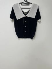 d.i.a. y2k 平成ギャル ストライプ柄 半袖シャツ Vネック 背中開き