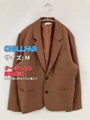 CHILLFAR チルファー テーラードジャケット M ブラウン 無地 シングル フードなし ミドル丈 レディースのサムネイル