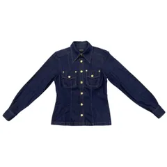 ☆グッチ ジャケット デニム ブラウス 42サイズ コットン ロゴボタン ブルー ゴールド金具 GUCCIのサムネイル