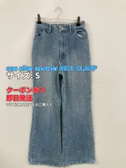 one after another NICE CLAUP ワンアフターアナザーナイスクラップ デニムパンツ S ブルー フルレングス ビジュー ワイド・ルーズ フレア・ブーツカット ストレート ハイウエスト レギュラー ウエストゴム・紐 ヴィンテージのサムネイル