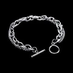【N029】ブレスレット　メンズ　レディース　シルバー　チェーン　アクセサリー　ファッション　お洒落のサムネイル