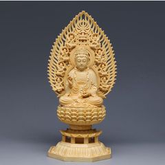 新品】 阿弥陀如来座像 六角台座 総高さ約24㎝ 割寸2.0 阿弥陀 座弥陀