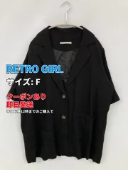 RETRO GIRL レトロガール テーラードジャケット F ブラック リネン・麻 無地 ミドル丈 フードなし シングル レディースのサムネイル
