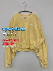 sporty&rich スウェット S イエロー 裏起毛 前面プリント ブランドロゴ ライン柄 長袖 レディースのサムネイル