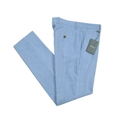 BERWICH ベルウィッチ / VULCANO 23 ヴォルケーノ コットンスラックス ノータック パンツ 春夏 メンズ REGULAR FIT レギュラーフィット コットン ポリエステル ストレッチ ブルー イタリア製 444000のサムネイル