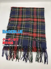 RAGEBLUE レイジブルー マフラー ネイビー ニット チェック柄 フリンジ メンズ レディースのサムネイル