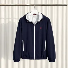 XXL/26SS ブルネロクチネリ(BRUNELLO CUCINELLI) ロゴ ボンダイ ナイロン フーディー ジャケットのサムネイル