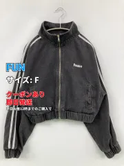 FUN ファン デニムジャケット F ブラック ワンポイント ライン柄 ブランドロゴ フードなし ジップアップ レディースのサムネイル