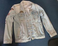 90sヴィンテージ短丈ホワイトデニムパーカージャケットステッチ変形 