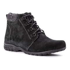 プロペット レディース シューズ ブーツ・レインブーツ アンクル Propet Delaney Womens Wateresistant Ankle Boots Black Suede ブラックのサムネイル