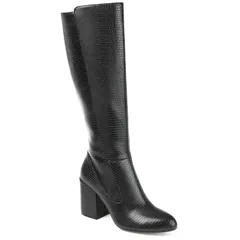 ジュルネ コレクション レディース シューズ ブーツ・レインブーツ Journee Collection Tavia Womens Faux Snakeskin KneeHigh Boots Blacのサムネイル