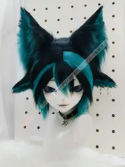 着ぐるみヘッド ファースーツ キツネ 四つ耳 ダークグリーン 全頭ヘッド ケモノ マスク ぬいぐるみ コスプレ コスチューム kigurumi CSZ72P153のサムネイル