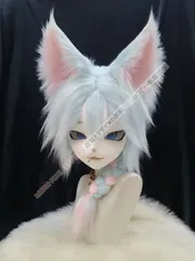 着ぐるみヘッド ファースーツ キツネ 水色 男女兼用 全頭ヘッド ケモノ マスク ぬいぐるみ コスプレ コスチューム kigurumi CSZ72P148のサムネイル