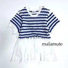 kT94 malamute スイミング モチーフ 薄手 ニット ボーダー セーター フリル ペプラム クルーネック マラミュートのサムネイル