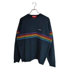 Supreme シュプリーム Raised Stripe Sweater ストライプ ニット セーター M ネイビー/レインボー メンズのサムネイル