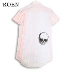 希少! 初期★ Roen ロエン ヒロムタカハラ 春夏 バック スカル★ 半袖 ストライプ シャツ 日本製 Sz.1 メンズのサムネイル