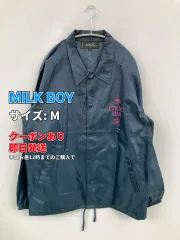 MILK BOY ミルクボーイ ナイロンジャケット M ネイビー 前面プリント バックプリント フードなし メンズのサムネイル