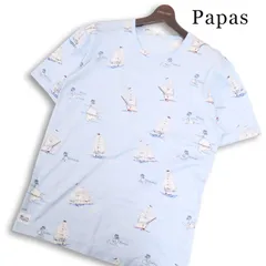 Papas パパス 春夏★ 半袖 ヨット柄 マップ柄 総柄プリント Tシャツ 日本製 カットソー Sz.50/L メンズのサムネイル