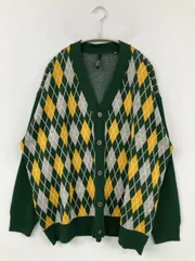 HALHAM ハルハム カーディガン/ボレロ M グリーン ニット チェック柄 ミドル丈 長袖 メンズのサムネイル