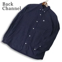 Back Channel バックチャンネル 通年★ 長袖 ドット柄 ロゴ刺繍 ボタンダウン シャツ 日本製 Sz.L メンズ 紺のサムネイル