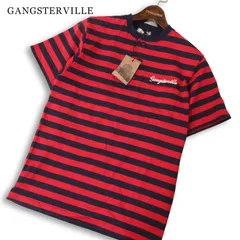 【新品 未使用】 GANGSTERVILLE ギャングスタービル グラッドハンド ロゴ刺繍★ 半袖 ボーダー Tシャツ 日本製 Sz.S メンズのサムネイル