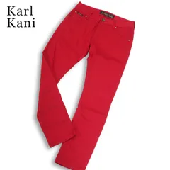 Karl Kani カールカナイ 通年★ ストレッチ ロゴ刺繍 スキニー カラー パンツ 大きいサイズ Sz.34 メンズ 赤のサムネイル