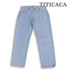 【新品 未使用】TITICACA チチカカ 花柄 ポケット刺繍♪ ウォッシュ加工 スリム デニム パンツ ジーンズ Sz.M レディースのサムネイル