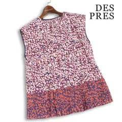 DES PRES デプレ 春夏 コットン&シルク♪ 総柄 ノースリーブ プルオーバー プリーツ ブラウス トップス Sz.36 レディースのサムネイル