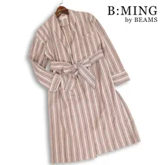 【美品】B:MING by BEAMS ビームス 通年★ ロング ストライプ ネップ ストレッチ ガウン コート Sz.M レディースのサムネイル