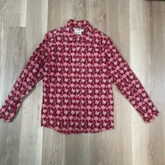 【228826】KATHARINE HAMNETT LONDON キャサリンハムネットロンドン  長袖シャツ　カジュアル　コットン100％　総柄　日本製　L メンズ  ・ レッドのサムネイル