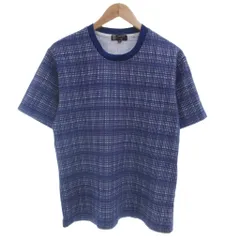 ミッシェルクラン MICHEL KLEIN 美品 Tシャツ カットソー チェック柄  半袖 S ラウンドカラー 青 ブルー /KRのサムネイル