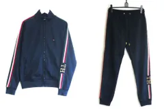 【230613】TOMMY HILFIGER トミーヒルフィガー  トラックジャージ 上下セット　ロゴ刺繍/ブランドカラーライン メンズ  ・S ネイビーのサムネイル