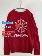 Reebok リーボック スウェット L レッド コットン ニット 前面プリント ブランドロゴ 長袖 メンズ レディースのサムネイル