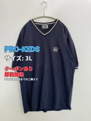 PRO-KEDS Tシャツ/カットソー 3L ネイビー 無地 ワンポイント ブランドロゴ ライン柄 半袖 Vネック メンズ レディースのサムネイル