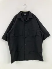 DEAR LAUREL シャツ/ブラウス L ブラック ナイロン 無地 ロング丈 半袖 オープンカラー メンズのサムネイル