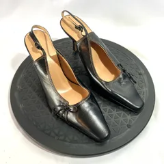 Akira Osaki スリングバックパンプス 黒 リボン 23cmのサムネイル