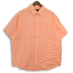 大きいサイズ メンズXL Brooks Brothers 半袖ボタンダウンシャツ 100%リネン 実寸胸囲140cm サーモンオレンジ系 ブルックスブラザーズ hsc-1282 【アメカジ】【古着】【中古】のサムネイル