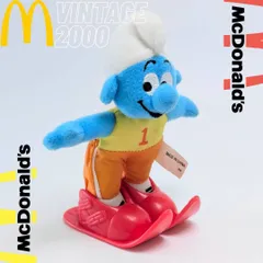 ☆ VINTAGE 2000 ☆【 Smurf ( スマーフ )】2000年マクドナルドミールトイ カレンダーシリーズ『 1月 スキージャンプ / ヘフティスマーフ 』 / McDonald's   ハッピーミール ミニプラッシュ 〚アメリカン雑貨 アメトイ〛のサムネイル