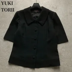 ユキトリイ YUKI TORII 皇室御用達 サマージャケット 半袖 くるみボタン ショート丈 黒 ブラック 9号 M フォーマル 冠婚葬祭 喪服 礼服 お受験 セレモニー 卒業式 卒園式 お呼ばれ 清楚 上品 エレガント クラシカル 高見え 美品のサムネイル