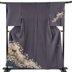 付下げ 身丈157cm 裄丈66cm M 袷 翠山工房 やまと 落款 辻が花 雲文 金彩 ぼかし 灰紫 正絹 名品 【中古】のサムネイル